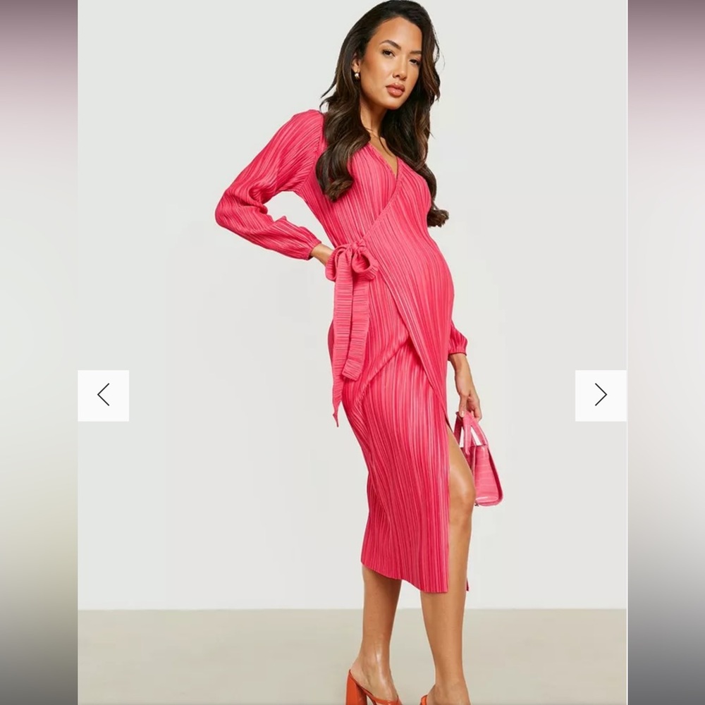 Boohoo Maternity Pink Midi Dress